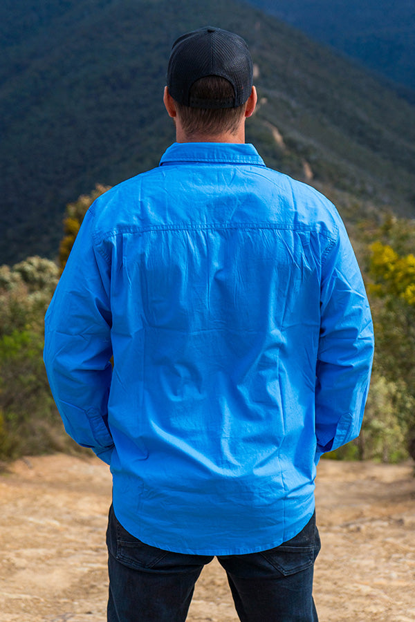 Mens Half Button Adventure Shirt - Blue