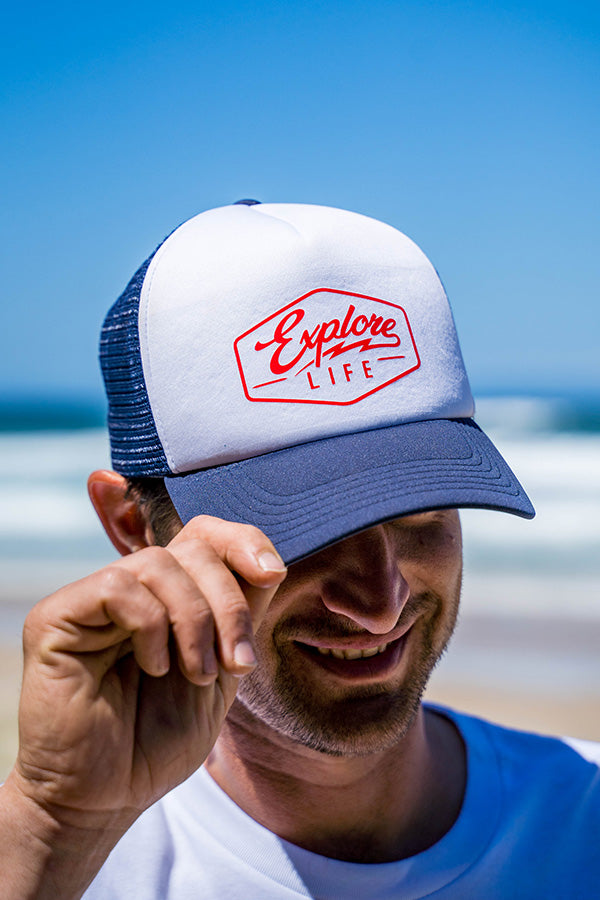 Explore Script Foam Trucker - Navy
