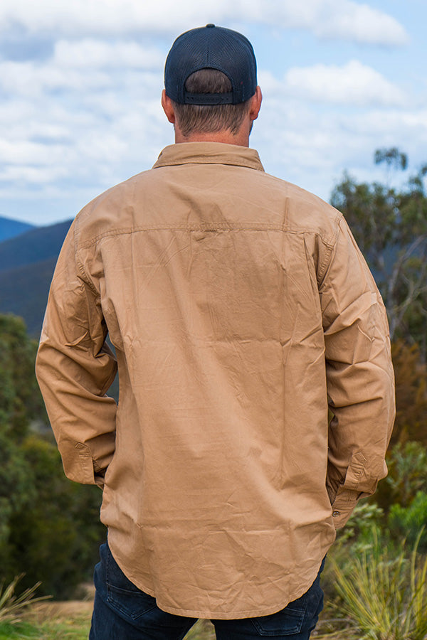 Mens Half Button Adventure Shirt - Clay