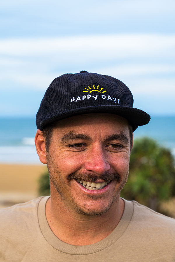 Happy Days Corduroy Cap - Black