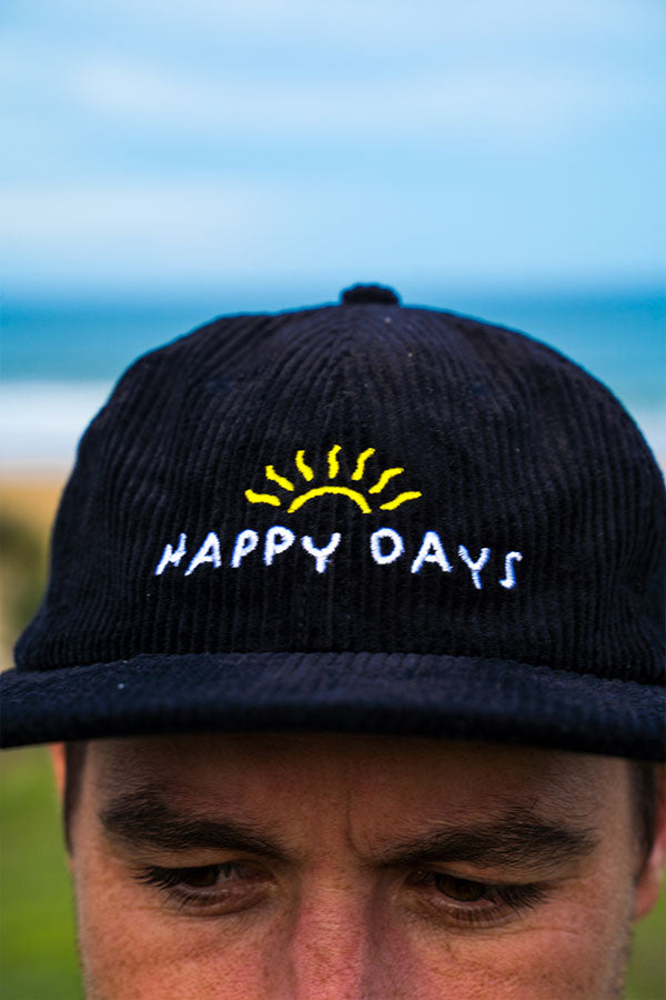 Happy Days Corduroy Cap - Black