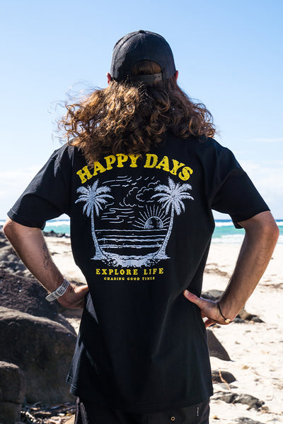 Happy Days Sunset Tee Black The Explore Life