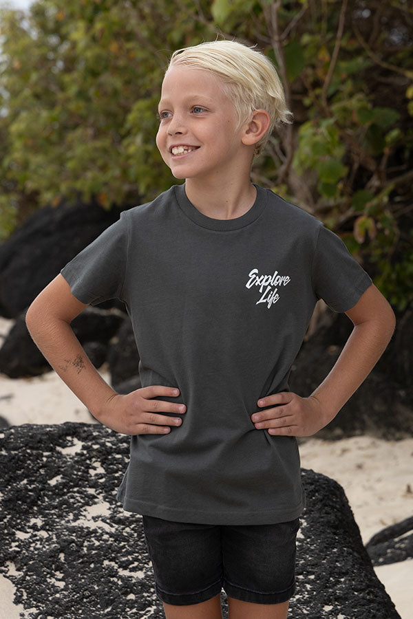 Kids Good Vibes Triangle Tee - Charcoal