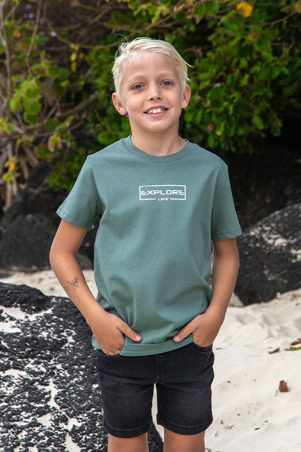 Kids/Youth Explore Life Tee - Sage