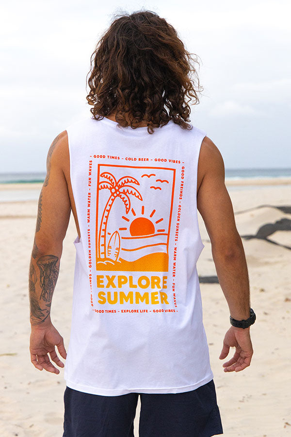 Explore Summer Tank - White