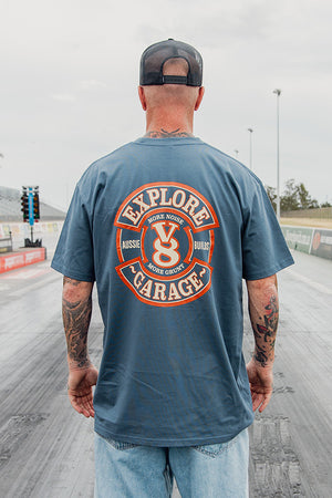 V8 Garage - Classic Tee - Petrol Blue