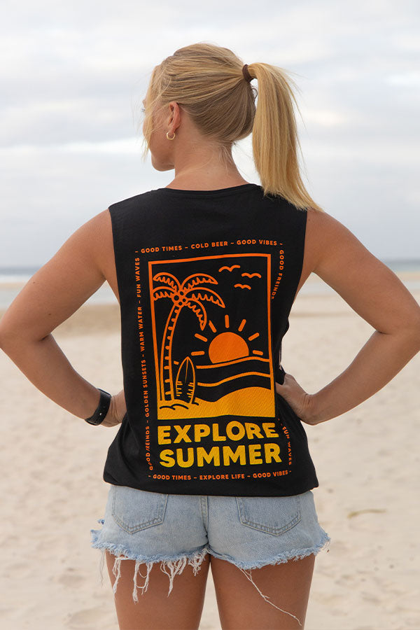 Womens Explore Summer Tank - Black