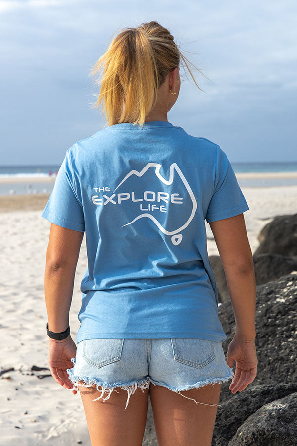 Womens Explore Signature Tee - Carolina Blue