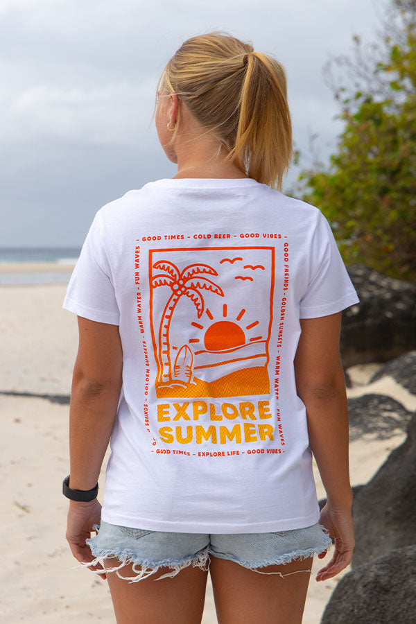 Womens Explore Summer Tee - White