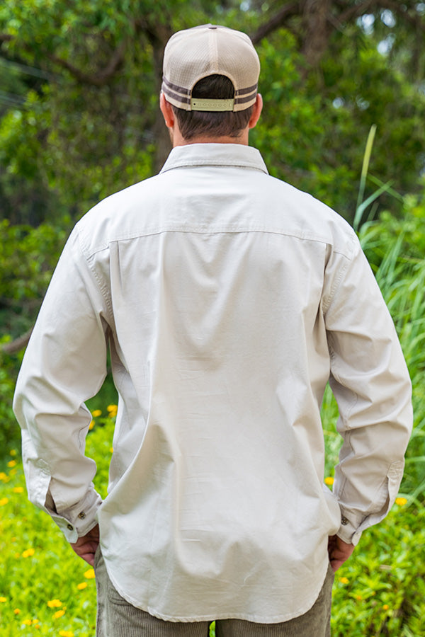 Mens Half Button Adventure Shirt - Beige