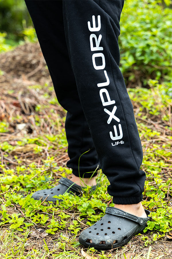 Womens Explore Stretch Logo Track Pants - Black