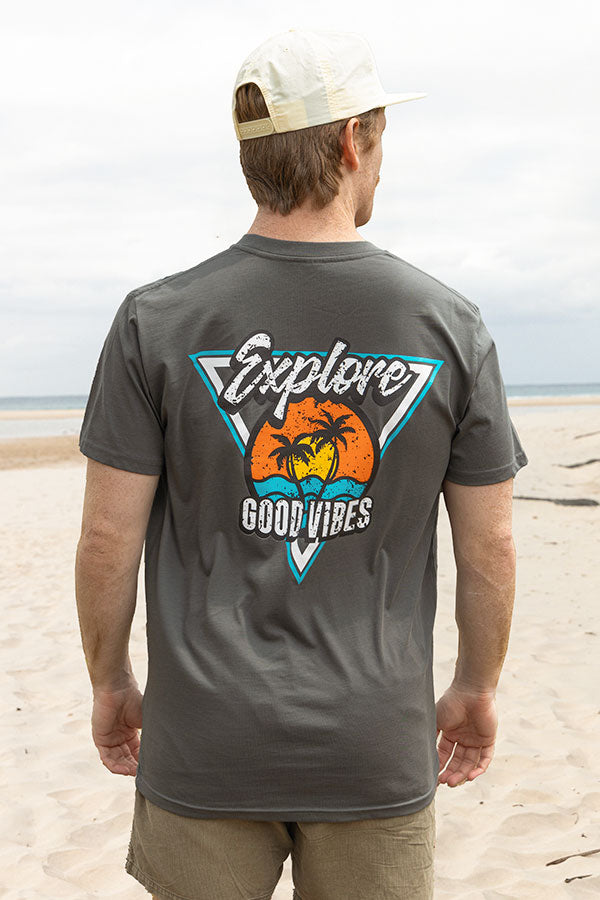 Good Vibes Triangle Tee - Charcoal