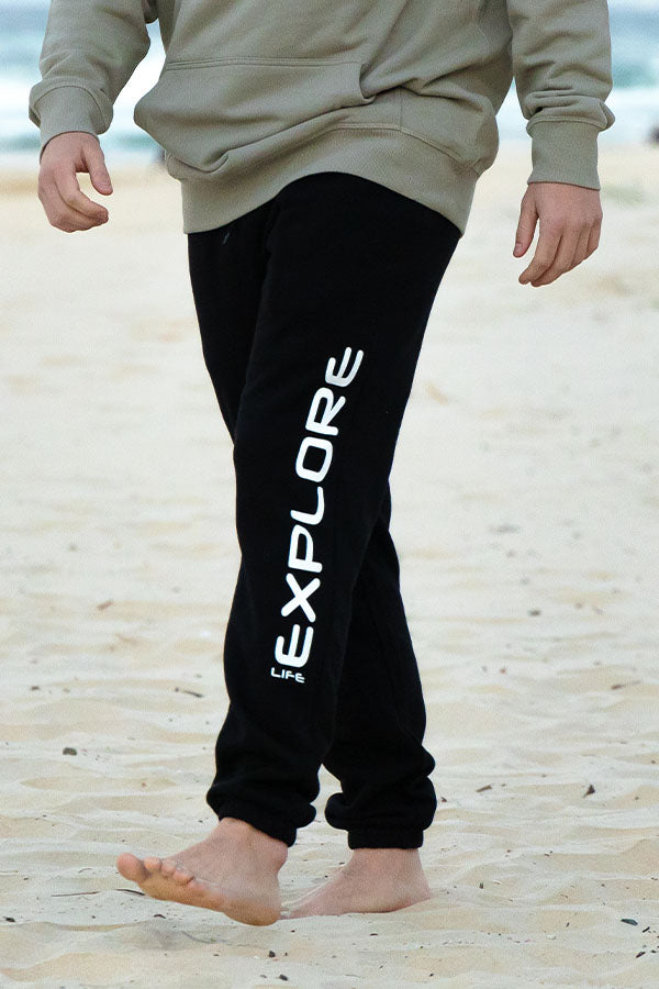 Explore Stretch Logo Track Pants - Black