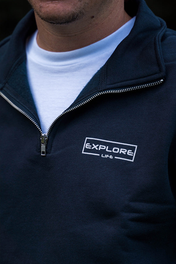 Lifestyle Stencil Half Zip Crew - Navy