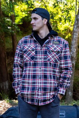 Explore Life Flannel Shirts - Navy/Red