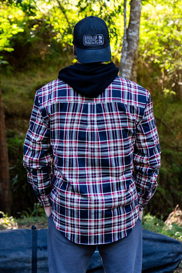 Explore Life Flannel Shirts - Navy/Red