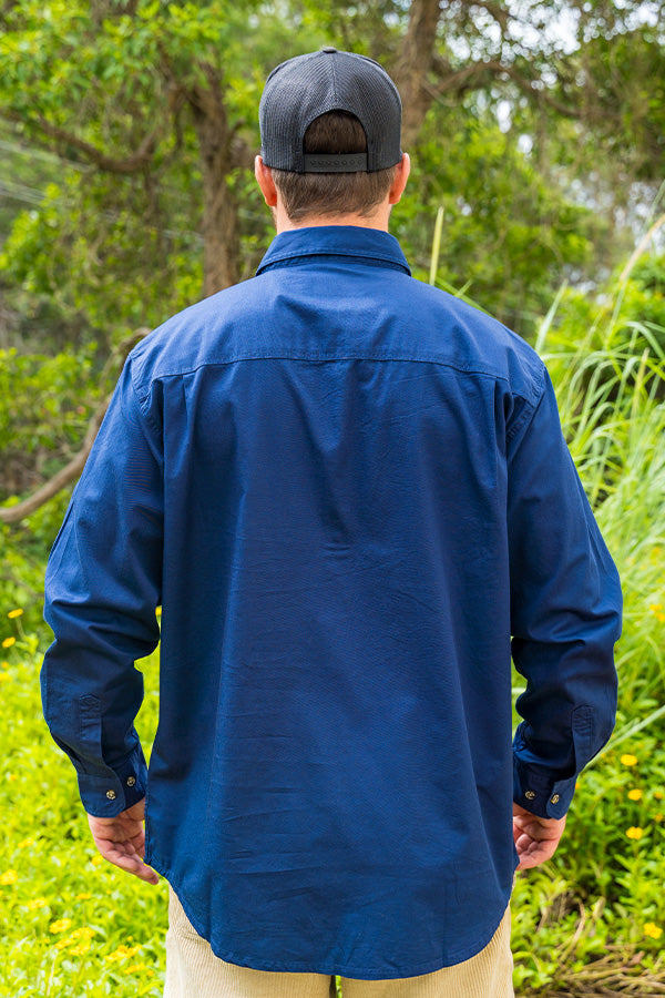 Mens Half Button Adventure Shirt - Navy