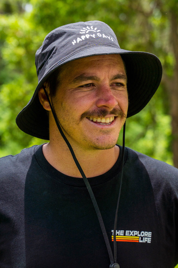 Happy Days Bucket Surf Hat - Black