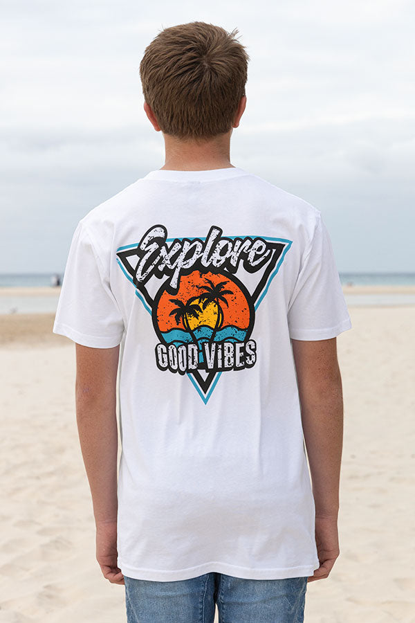Good Vibes Triangle Tee - White