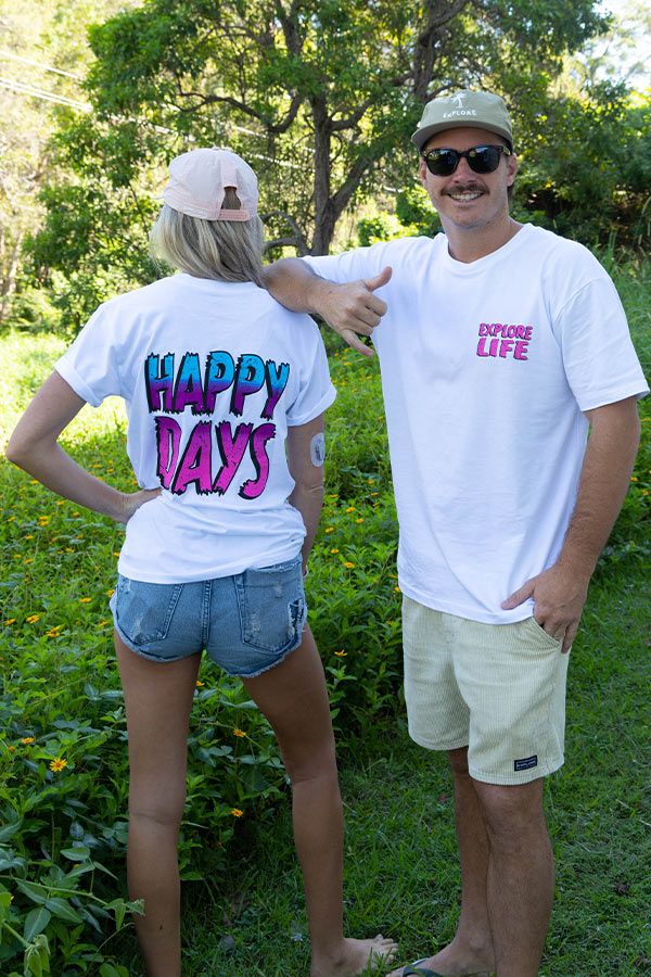 Retro Happy Days - Tee - White