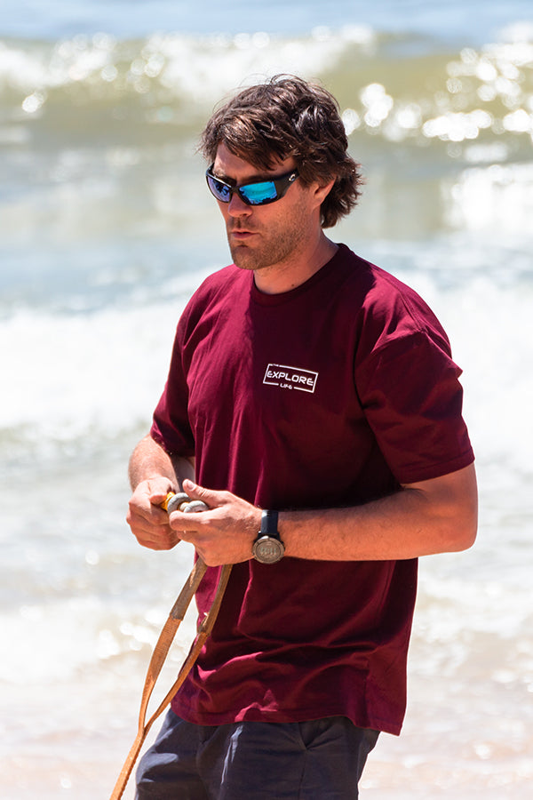 Mens Explore Life - Lifestyle Tee - Burgundy