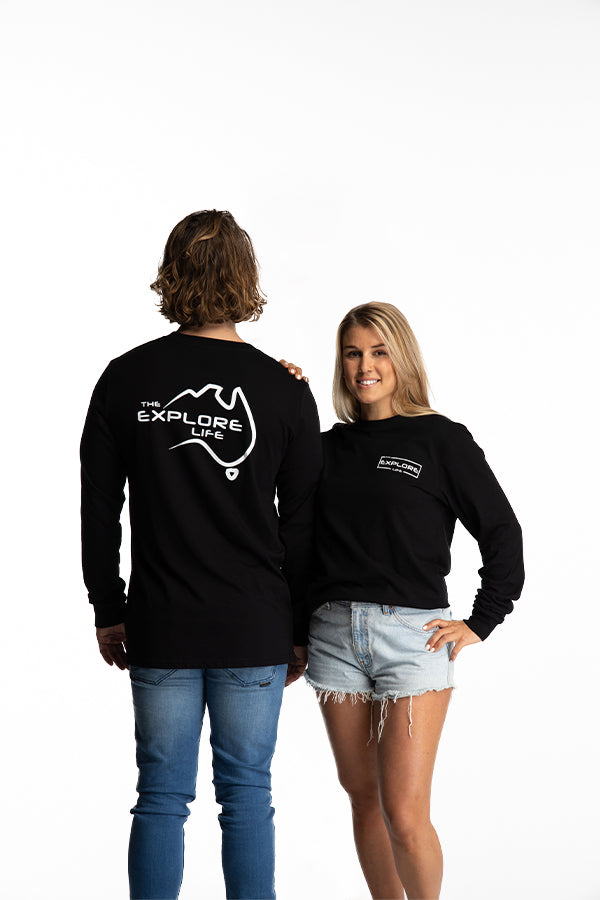 Mens Explore Life - Signature Long Sleeve Tee - Black