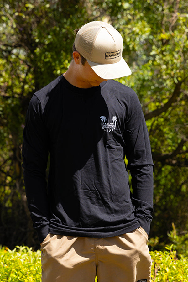 Mens Explore Life - All the Gear, No Idea Long Sleeve Tee - Black