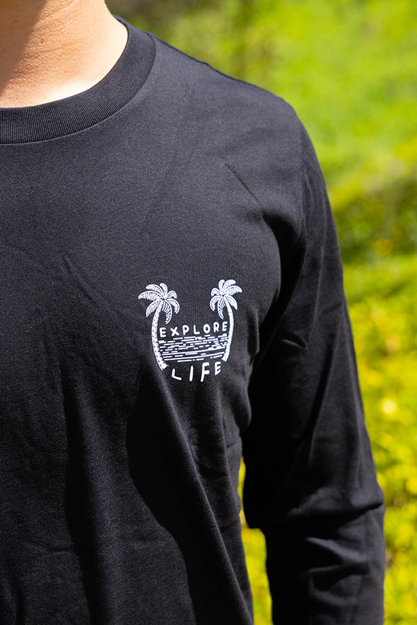 Mens Explore Life - All the Gear, No Idea Long Sleeve Tee - Black