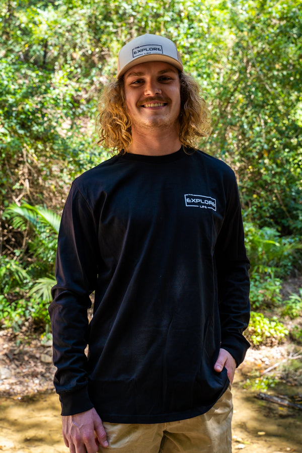 Mens Explore Life - Signature Long Sleeve Tee - Black