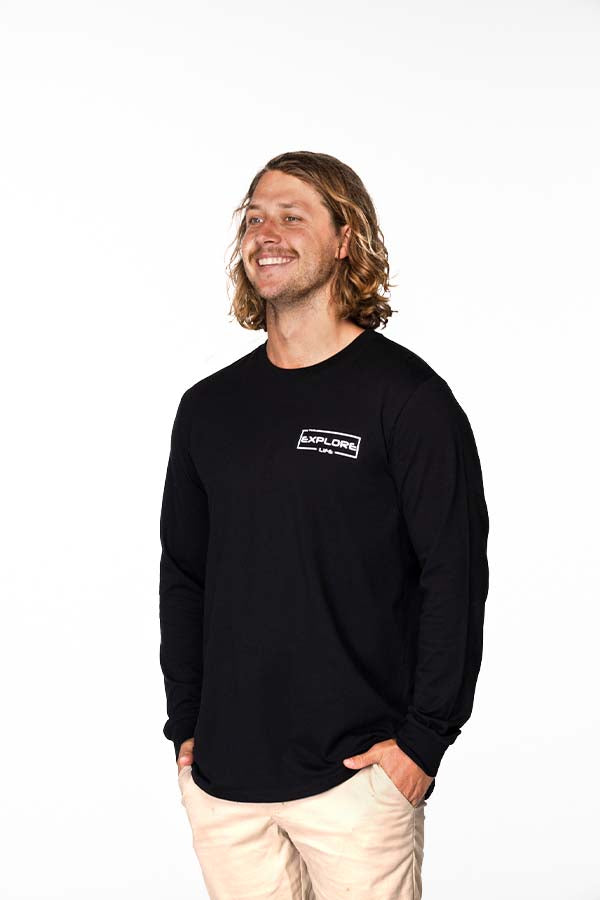 Mens Explore Life - Signature Long Sleeve Tee - Black