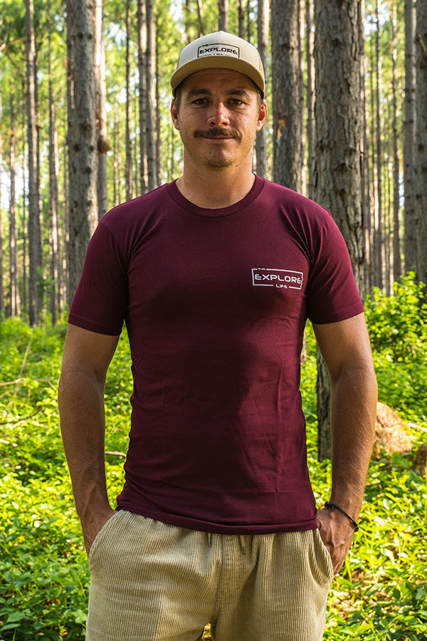 Mens Explore Life - Lifestyle Tee - Burgundy