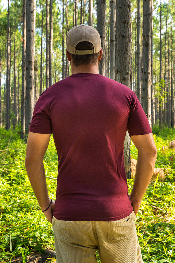 Mens Explore Life - Lifestyle Tee - Burgundy