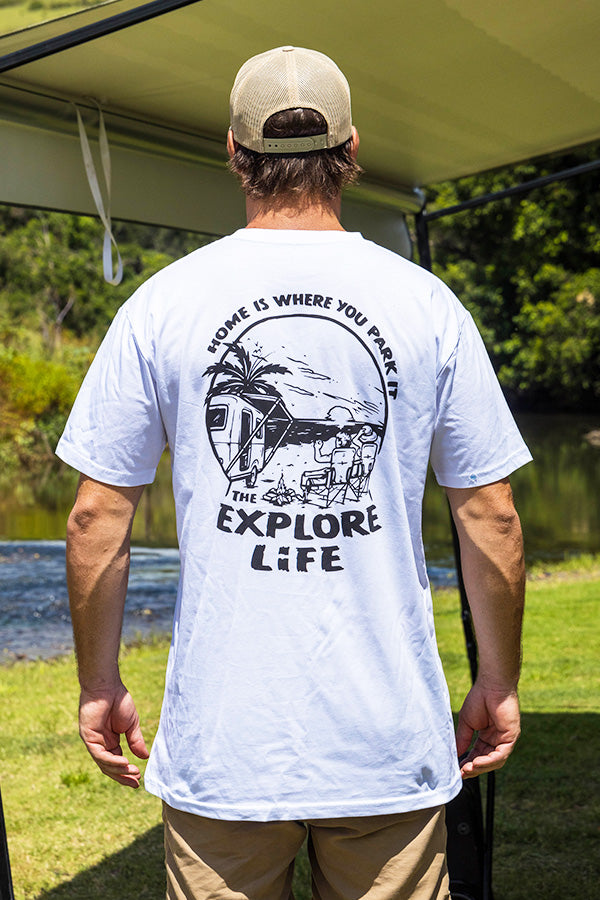 Home Is Where You Park It (Caravan Living) - Tee - White