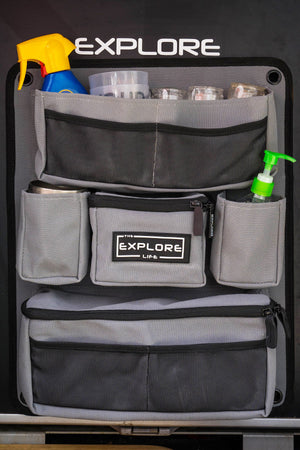 Explore Gear Organiser Bundle - 2x Seat Organisers + Fridge Organiser + Rear Wheel Bag