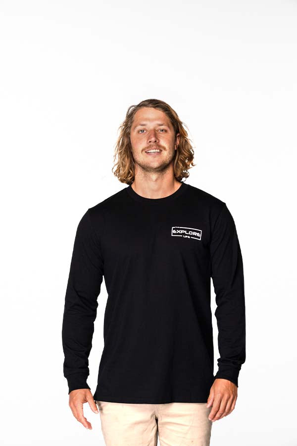 Mens Explore Life - Signature Long Sleeve Tee - Black
