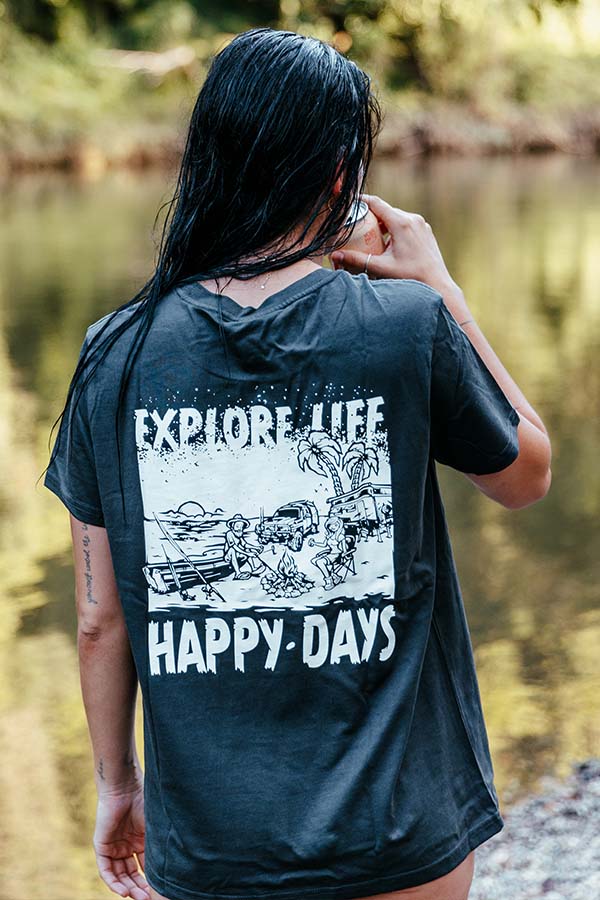 Women's Explore Life Happy Days Tee - Coal