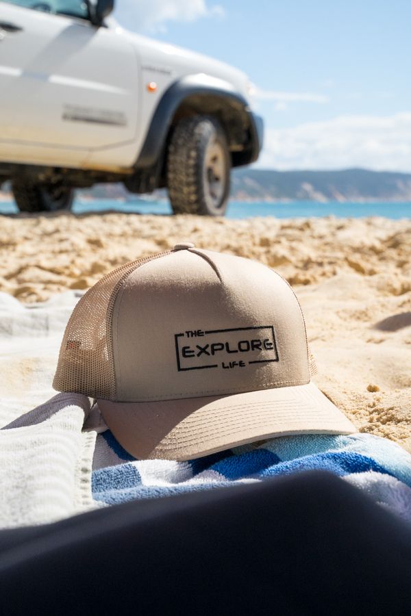 Explore Curved Trucker Hat - Khaki Pale