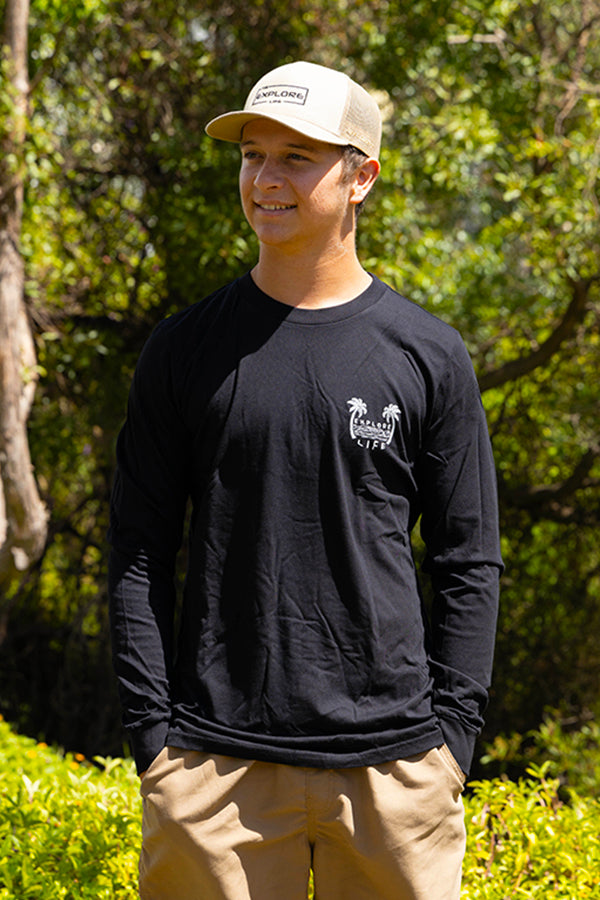 Mens Explore Life - All the Gear, No Idea Long Sleeve Tee - Black