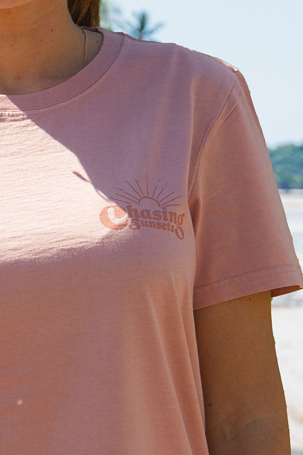 Womens Chasing Sunset Logo Tee - Faded Rose