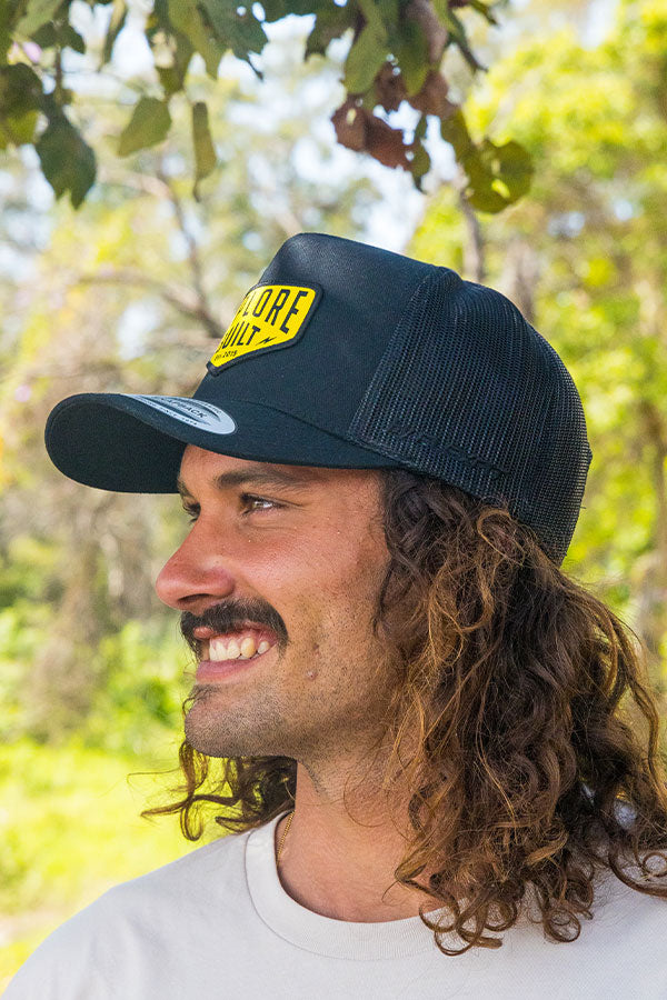 Explore Built Patch Trucker Hat - Black/Yellow