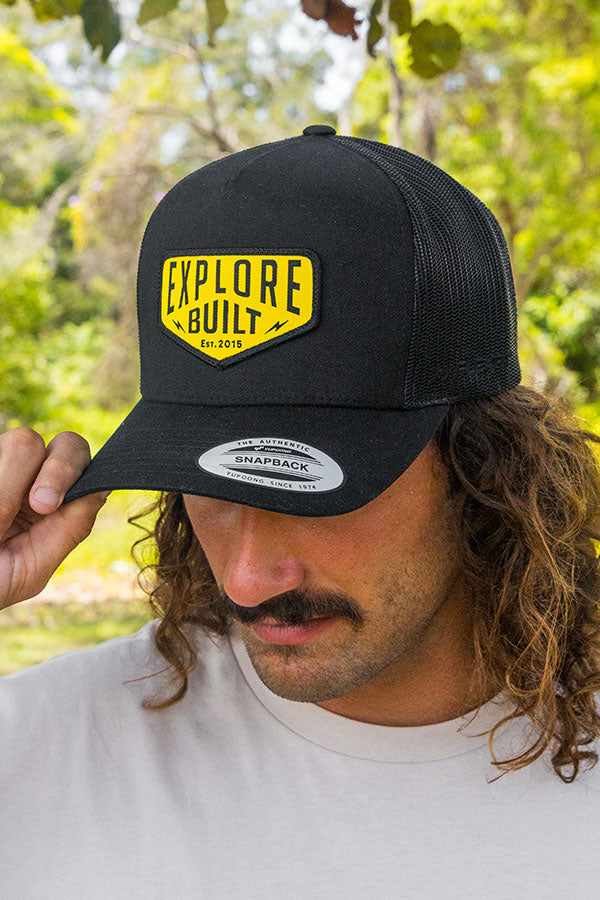 Explore Built Patch Trucker Hat - Black/Yellow