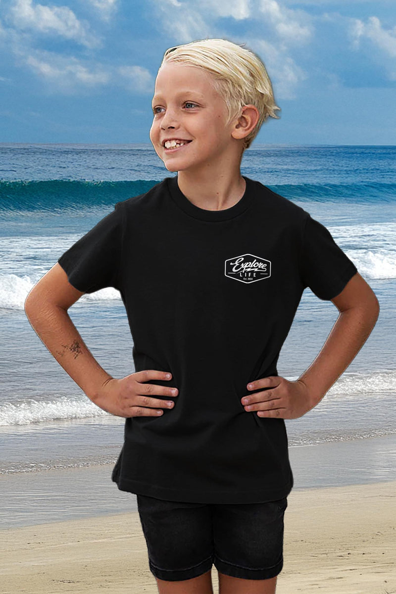 Kids Explore Life Established Tee - Black