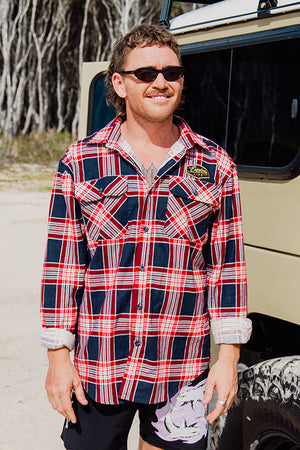 Explore Life Flannel Shirts - Navy/Red