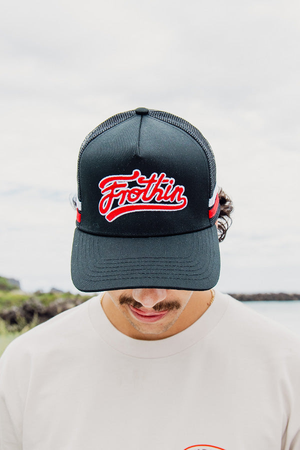 Explore Frothin Trucker Hat - Black/Red/White