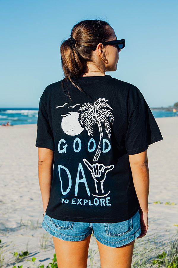 Womens Good Day to Explore Martina Tee - Black