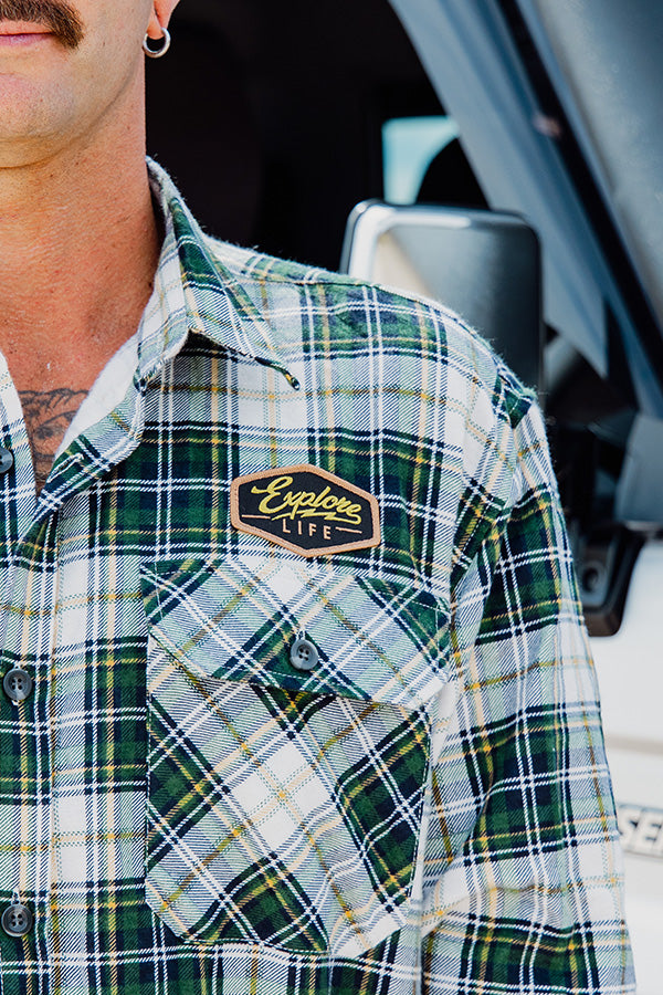 Explore Life Flannel Shirts - Green/Gold