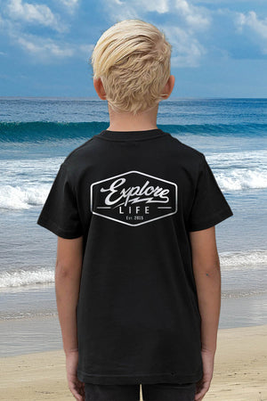 Kids Explore Life Established Tee - Black
