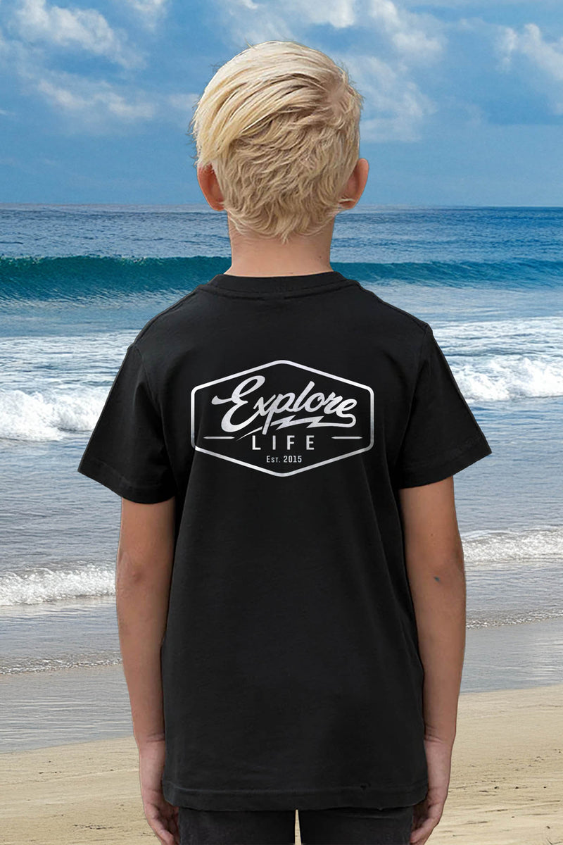 Kids Explore Life Established Tee - Black
