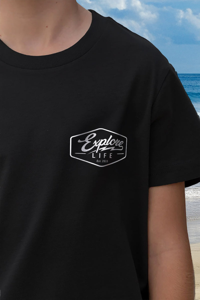 Kids Explore Life Established Tee - Black