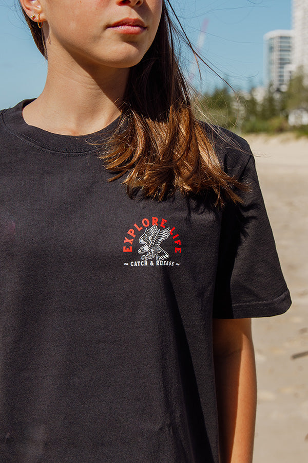 Kids Catch & Release Tee - Faded Black